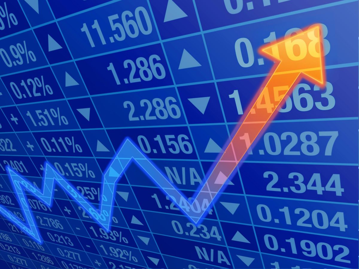 Stock market showing increase with arrow