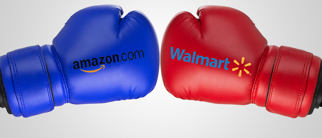 Blue Amazon glove faces Red Walmart Glove