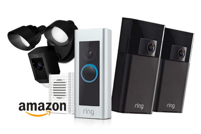 Amazon with black and white Ring Doorbells
